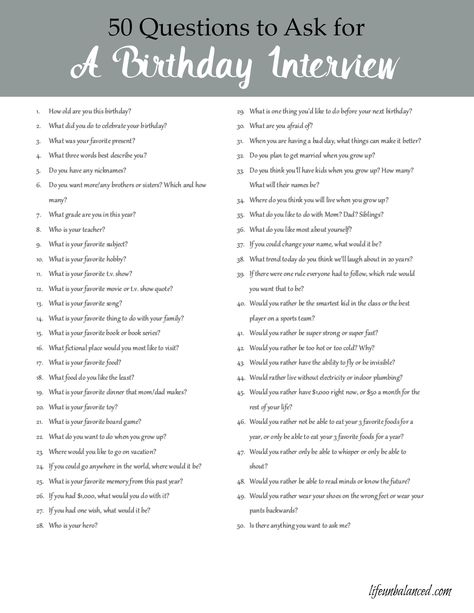 Birthday Interview Questions | Birthday Interview for Kids | Birthday Interview Printable Birthday Questions For Kids, Birthday Interview Questions, Birthday Interview Printable, Birthday Questions, September Month, Birthday Interview, Husband Birthday Quotes, Birthday Traditions, School Rules