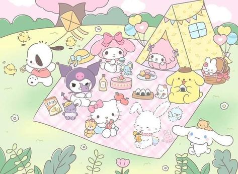 Pink Wallpaper Kawaii, Hello Kitty Imagenes, Ipad Air Wallpaper, Isometric Drawing, My Melody Wallpaper, Hello Kitty Crafts, Hello Kitty Characters, Kawaii Core, Sanrio Wallpaper