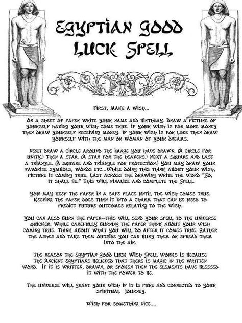 Egyptian Good Luck spell Good Luck Spell, Luck Spell, Ritual Magic, Good Luck Spells, Spells For Beginners, Luck Spells, Magic Spell Book, Magick Spells, Wiccan Spell Book