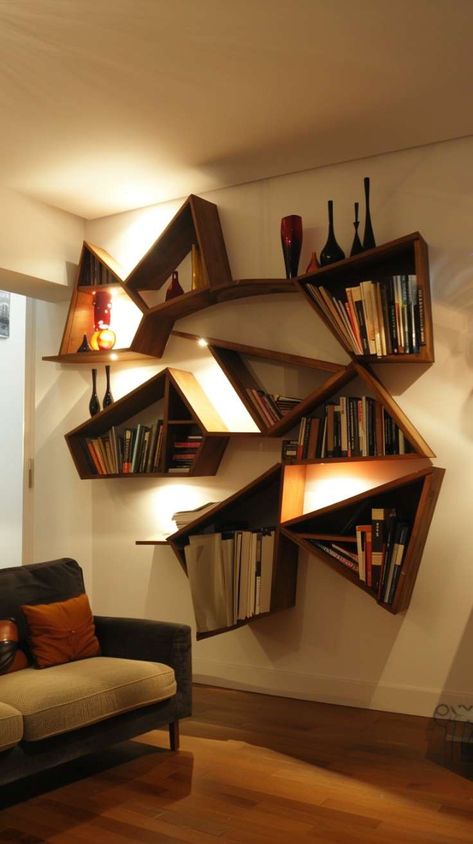 Stylish Bookshelves to Maximize Storage and Style Bookshelf Design Wall, Unique Book Shelves, Unique Book Shelf, Stylish Bookshelves, Best Bookshelves, Bookshelves Ideas, Different Home Decor Styles, Unique Bookshelves, Creative Bookshelves