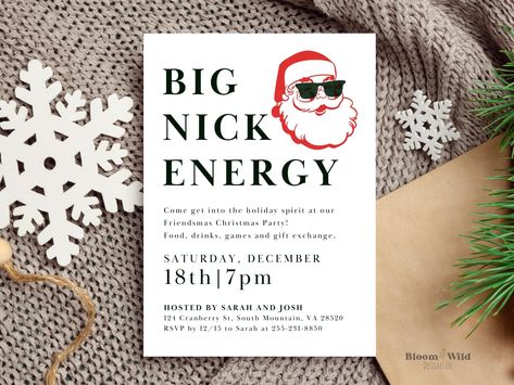 Fun Christmas Party Decorations, Friends Christmas Party Theme, Fun Party Invitations, Christmas Party Aethstetic, Rich Christmas Party, Holiday Friends Party, 40th Birthday Christmas Theme, Fun Christmas Party Invitations, Office Christmas Party Themes