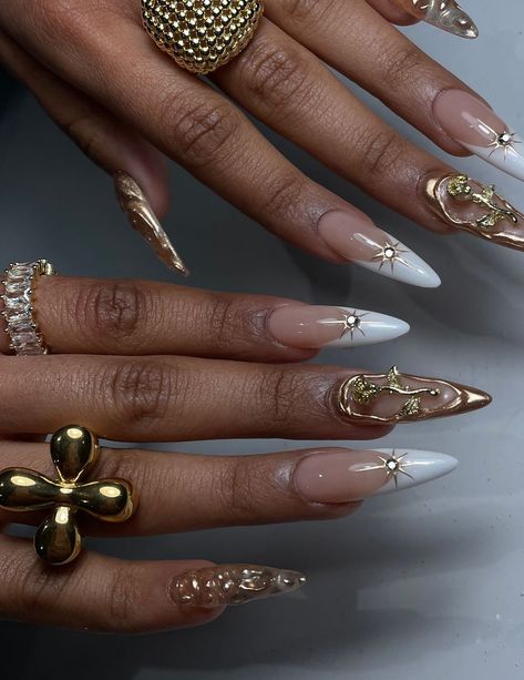 Gold Design Nails, Oval Acrylic Nails, 3d Flower Nails, Nail Looks, Graduation Nails, Hello Nails, Hand Gesture, Flower Nail Designs, Soft Nails