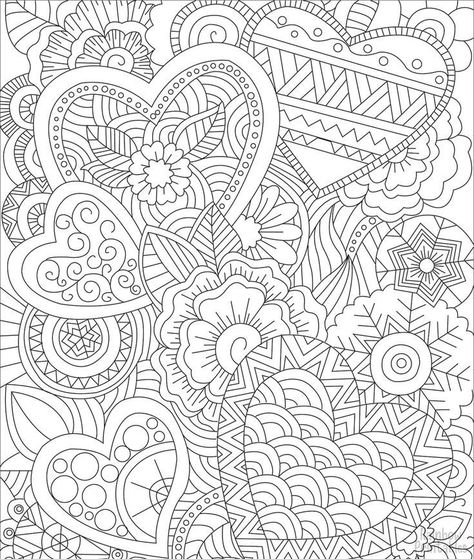 Mandala Coloring book page and line art Line Art Coloring Pages, Line Art Coloring, Art Coloring Pages, Arte Doodle, Mandala Doodle, Abstract Coloring Pages, Valentine Coloring Pages, Heart Coloring Pages, Love Coloring Pages