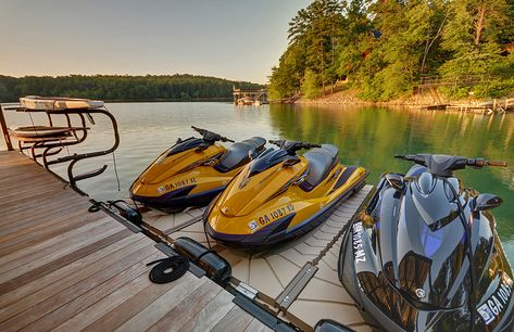 Yamaha Jet Ski, Jet Ski Storage, Ski Cottage, Jet Ski Dock, Lake Toys, Clubhouse Design, Lake Fun, Lake Dock, Jet Skis