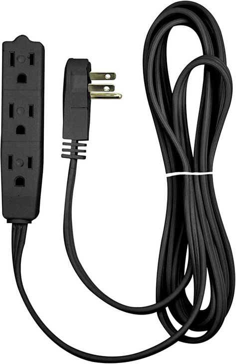 BindMaster 10 Feet Extension Cord / Wire, 3 Prong Grounded, 3 outlets, Angled Flat Plug , Black Outlet Extension, Electric Outlets, Outdoor Extension Cord, Extension Cord, Changing Wall Color, Power Outlet, Power Strip, Outlet, Electronic Products