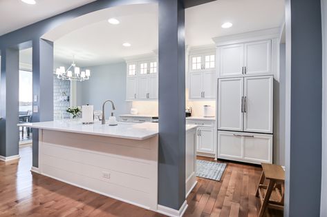 Galley Kitchen Renovation: Opening Up and Brightening the Space Galley Kitchen With Door At End, Entry Way Into Kitchen, Opening Up A Galley Kitchen, Closed Concept Kitchen, Galley Kitchen With Island, Galley Kitchen Renovation, Kitchen Renos, Austin House, Galley Kitchen Remodel