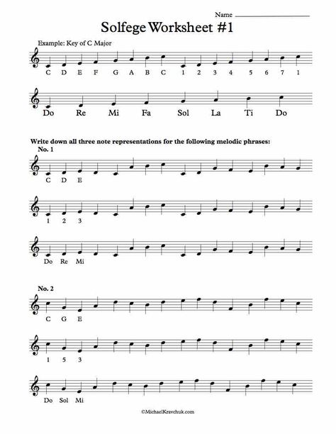 Worksheet #1 - Solfege Worksheets for Classroom Instruction Solfege Worksheets, Process Journal, Music Education Lessons, Beginner Piano Lessons, Beginner Piano Music, Sight Reading, Music Theory Worksheets, Learn Singing, Music Teaching Resources