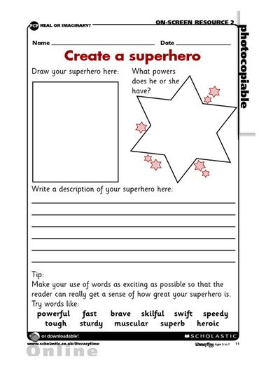 FREE printable activity sheet to draw and describe a superhero character, including descriptive adjectives Fact File Template, Superhero Week, Descriptive Adjectives, Create A Superhero, Superhero School, Superhero Classroom Theme, Planning Sheet, Superhero Classroom, Work Sheet