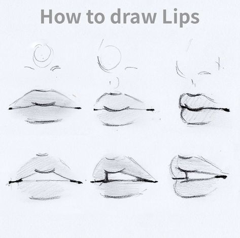 Lip Guidelines Drawing, How To Mouth Drawing, Parted Lips Drawing, How To Draw Nose And Lips, Eyes Nose Lips Sketch, Lip Practice Drawing, How To Draw Lips 3/4 View, Lips Drawing Tutorial Step By Step Easy, How To Draw Side Lips