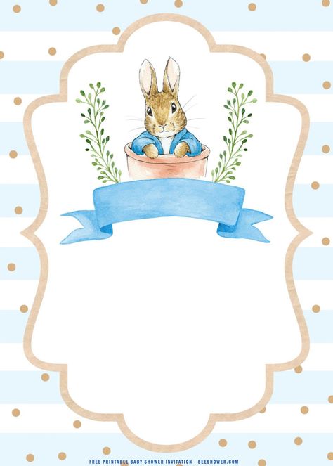 (FREE Printable) – Watercolor Peter The Rabbit Baby Shower Invitation Templates | FREE Printable Baby Shower Invitations Templates Peter Rabbit Pictures, Peter Rabbit Illustration, Peter The Rabbit, Peter Rabbit Birthday, Peter Rabbit Party, Rabbit Birthday, Peter Rabbit And Friends, Free Printable Baby Shower Invitations, Rabbit Illustration