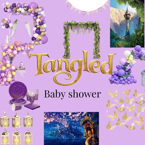 Disney baby shower ☀️#tangled #rapunzel #disney #disneyprincess #disneyland #disneyworld #disneyoutfit #amazon #amazondeals #amazonaffiliatelink #disneybaby #disneybabyshower #babyshowerdecor #babyshower #babyshowerthemes #rapunzelbabyshower Tangled Gender Reveal, Tangled Nursery Theme, Tangled Bridal Shower Theme, Rapunzel Baby Shower Ideas, Tangled Nursery, Disney Theme Baby Shower Ideas, Tangled Baby Shower Ideas, Disney Themed Baby Shower, Disney Princess Baby Shower