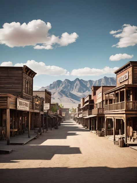 Sci Fi Western Town, Western Town Drawing, Old Western Towns Wild West, Wild Western Aesthetic, American Cowboy Aesthetic, Old Western Buildings, 1800s Western Aesthetic, Western Town Buildings, Wild West Architecture