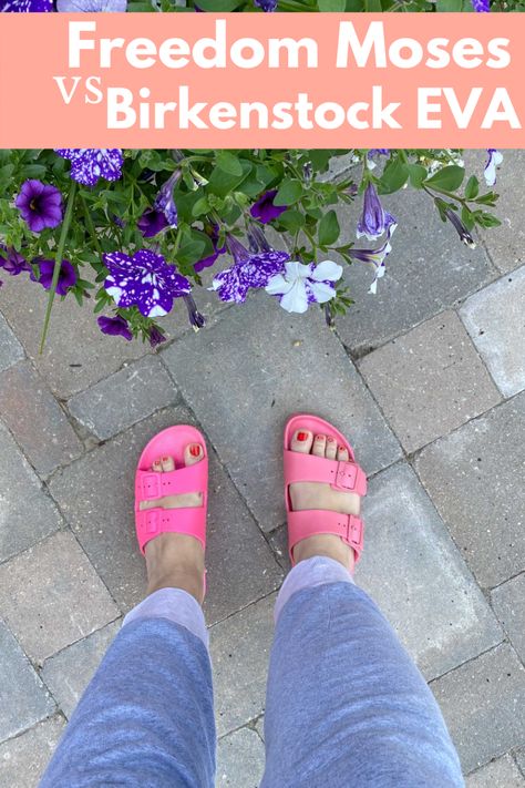 Freedom Moses vs Birkenstock EVA sandals, waterproof summer sandals Birkenstock Eva Sandals Outfit, Birkenstock Arizona Eva Outfit, Eva Birkenstock Outfit, Waterproof Birkenstocks, Birkenstock Eva Sandals, Eva Birkenstock, Birkenstock Eva, Freedom Moses, Birkenstock Arizona Eva