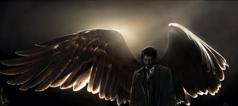 Supernatural Castiel With Wings Wallpaper - Viewing Gallery Castiel Wings, Supernatural Background, Castiel Aesthetic, Castiel Fanart, Supernatural Christmas, Castiel Angel, Supernatural Series, Supernatural Bloopers, Supernatural Tumblr