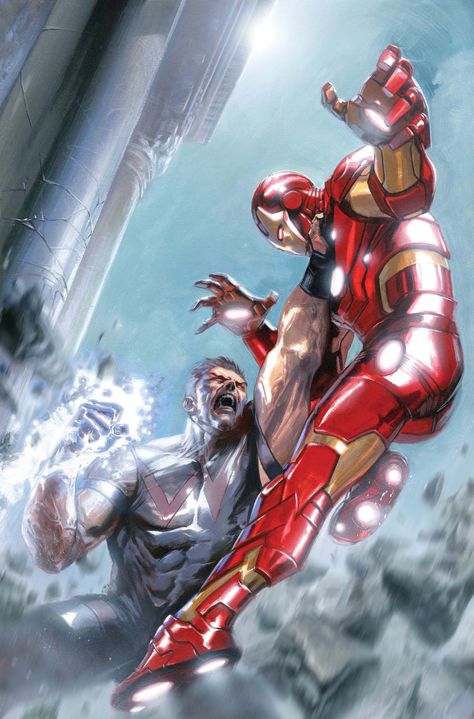 #Iron #Man #Fan #Art. (Avengers Annual #1 cover) By: Gabriele Dell'Otto. (THE * 5 * STÅR * ÅWARD * OF: * AW YEAH, IT'S MAJOR ÅWESOMENESS!!!™)[THANK Ü 4 PINNING!!!<·><]<©>ÅÅÅ+(OB4E) Dell Otto, Art Geek, Wonder Man, Iron Man Art, New Avengers, Marvel Vs Dc, Follow Back, Jack Kirby, Marvel Iron Man