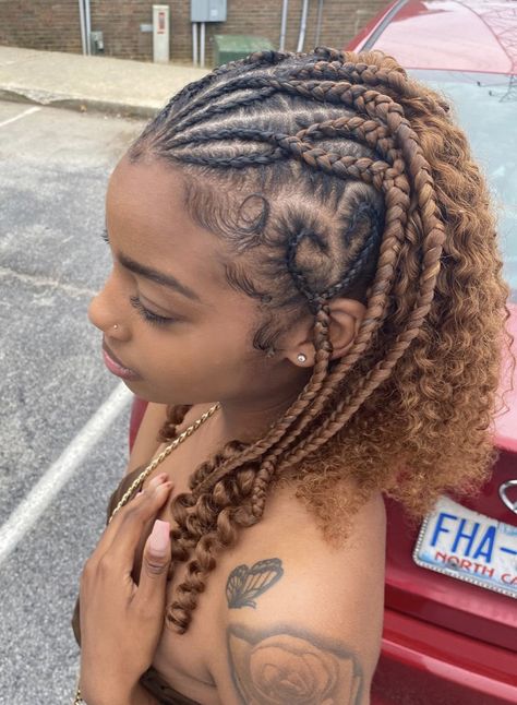 Half Cornrows Half Natural Hair, Natural Hair Ponytail, Black Kids Braids Hairstyles, Track Hairstyles, Curly Hair Braids, Hair Color Inspiration, Braids Ideas, Hairstyles Inspiration, Natural Braids