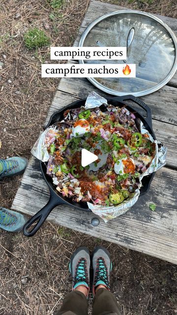 Zoe Peterson & Kelby Jecker | Adventure Lovers on Instagram: "this is a good one 😮‍💨👇🏼 AD

Save this for your next camping trip!

Campfire nachos are one of the easiest camping meals you can make. They only use one pan (cast iron works best) and you literally just pile everything on and let it melt!

We filmed this on the @gopro HERO12 Black which makes for equally easy filming. Kelby just uses the head mount and presses record and lets it go so we don’t have to think about it!

Recipe: 
You’ll need:
• tortilla chips
• 1 lb ground beef (you could even season and cook this at home and just bring it in a Tupperware)
• 1 can black beans
• shredded cheese
• onions
• jalapeño
• cilantro
• sour cream
• hot sauce

Recipe: 
1. Place a cast iron in/over the fire and let it heat up
2. Add parchm Camping Meals For 2, Hot Sauce Recipes, Easy Camping Meals, Easy Camping, Family Camping Trip, Camping Glamping, Cast Iron Cooking, Canned Black Beans, Camping Meals