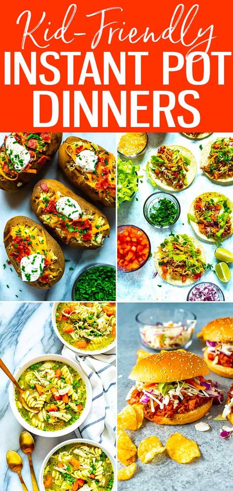 These are the Best Kid-Friendly Instant Pot Dinners! They're perfect for busy weeknights when you want a healthy dinner on the table fast. #kidfriendly #weeknightdinners Easy Weeknight Instant Pot Dinners, Instant Pot Toddler Recipes, Instant Pot Dump Meals Healthy, Instant Pot Hotel Room Meals, Kid Friendly Instapot Recipes, Instant Pot Weeknight Dinners, Instant Pot Meals Families, Instant Pot Recipes Kid Friendly, Kid Friendly Recipes Dinner