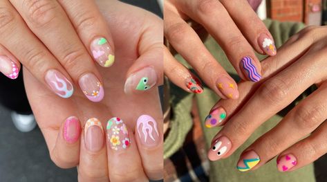 13 Mismatched Nail Art Designs For The Maximalist In You - Elle India Miss Matched Nails, Mismatched Nails Color Schemes, Mismatch Nail Designs, Mix Match Nail Designs, Miss Match Nails, Mismatch Nails, Mismatched Nail Art, Mix And Match Nails, Mismatched Nails