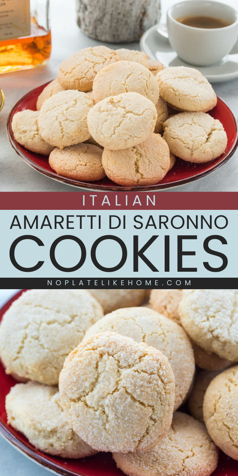 Add fun to your holiday baking recipes with these soft and chewy amaretti cookies! It's the best Italian Amaretti cookie recipe made with Amaretto Disaronno liqueur, almond flour, sugar, and egg whites with lemon zest. Gluten-free! Learn how to make them! Italian Amaretto Cookies Recipe, Italian Anisette Cookies Recipe, Italian Anginette Cookies, Amaretto Cookies With Almond Flour, Iced Almonette Cookies Recipe, Chewy Amaretti Cookies, Easy Amaretti Cookies, Lemon Amaretti Cookies, Almond Fingers Recipe