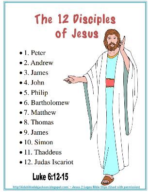 The 12 Disciples of Jesus: 1. Peter 2. Andrew 3. James 4. John 6. Philip 7. Bartholomew 8. Matthew 9. Thomas 10. James 11. Thadd 12. Judas Iscariot The 12 Disciples Of Jesus, 12 Disciples Of Jesus, Disciples Craft, 12 Disciples, Disciples Of Jesus, Bible Quiz, Bible Activities For Kids, Sunday School Kids, Sunday School Crafts For Kids