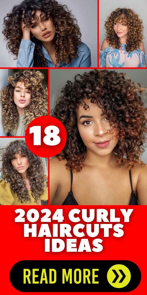 Embrace your curls with confidence in 2024 by choosing from a variety of curly haircuts that suit different lengths. Whether you have short, medium, or long hair, there's a style that complements your unique style. Picture a chic layered haircut with bangs that adds an extra layer of style to your curly locks. These curly haircuts are perfect for individuals with naturally wavy hair and round face shapes. Make a statement with your curls this year. Curly Hair Styles For Round Faces, Face Framing Curly Hair Natural Curls, 3b Hairstyles Medium, Curl Cuts Shapes, Long Curly Hair With Short Layers, Bangs For Round Face Curly Hair, Medium Length Curly Hairstyles With Bangs, Layered Curly Haircuts With Bangs, Rounded Curly Haircut