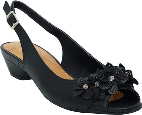 Amazon.com | Comfortview Women's Wide Width The Rider Slingback | Pumps Peep Toe Shoes, Slingback Shoes, Slingback Heel, Sling Back, Slingback Sandal, Dress Sandals, The Stage, Pump Shoes, Dress Accessories