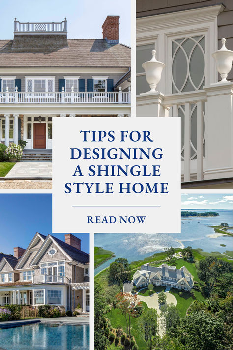 Discover key tips for designing a Shingle Style residence that artfully captures the distinctive charm of this architectural masterpiece. Shingle Style Homes Exterior, Homes On Stilts, Shingle Style Architecture, Inspirational Homes, Nantucket Cottage, House Shutters, Nantucket Style, Shingle Style Homes, Shingle Exterior