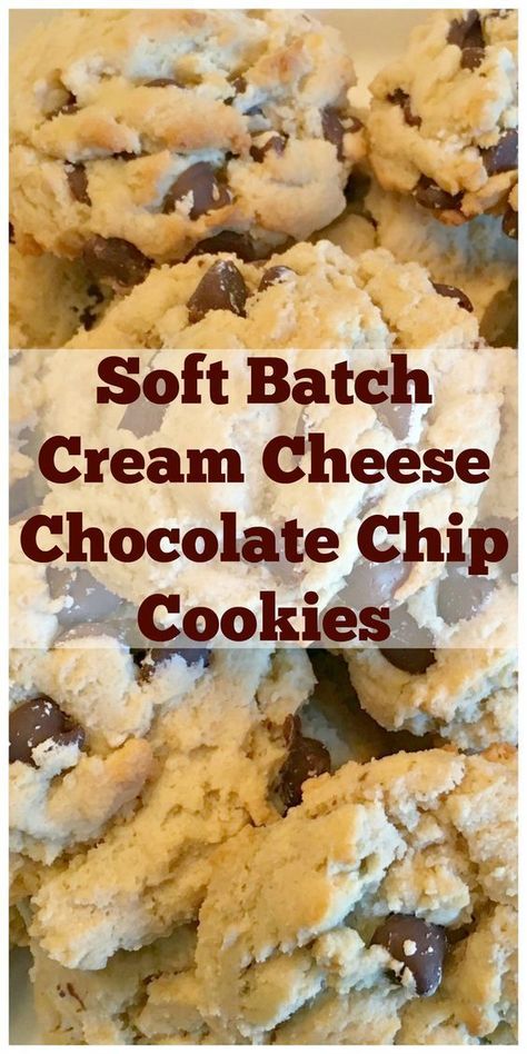 Cream Cheese Chocolate Chip, Cream Cheese Chocolate Chip Cookies, Soft Batch, Galletas Keto, Cream Cheese Desserts, Postre Keto, Soft Chocolate Chip Cookies, Cream Cheese Cookies, Keto Brownies