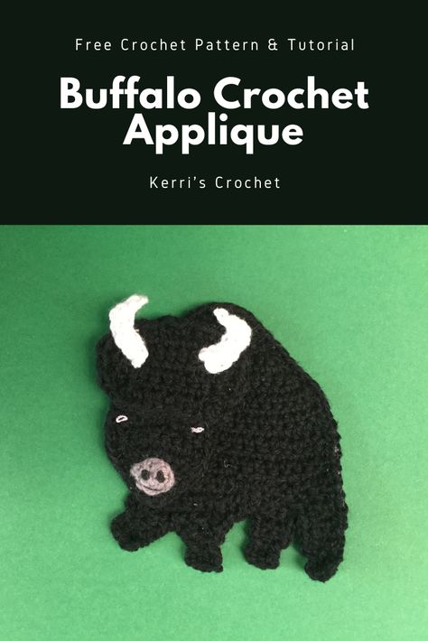 Crochet Buffalo, Buffalo Pattern, Crochet Applique Patterns Free, Applique Tutorial, Crochet Heart Pattern, Crochet Motif Patterns, Beginner Crochet Projects, Learn How To Crochet, Crochet Videos Tutorials