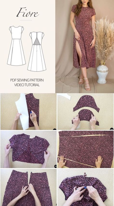 Dress Styles For Sewing, Easy Cute Dress Patterns, Woman’s Sewing Patterns, Beginners Dress Sewing Pattern, Dresses To Make Diy, Diy Dress Embroidery, Coverup Sewing Pattern, Sewing On Sleeves, Sewing Projects Plus Size