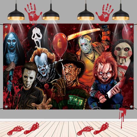 Happy Birthday Horror, Horror Movie Themed Party, Horror Movie Birthday Party, Horror Themed Birthday Party, Scary Movie Party, Adult Halloween Birthday Party, Horror Movie Birthday, Horror Movie Party, Movie Party Decorations