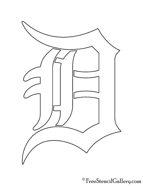 MLB - Detroit Tigers Logo Stencil | Free Stencil Gallery Detroit Tigers Tattoo, Detroit Lions Drawing, Drawing Stencils Design, Detroit Tattoo, Vice Lords, Detroit Logo, Detroit Tigers Logo, Lion Stencil, Tattoo Letters