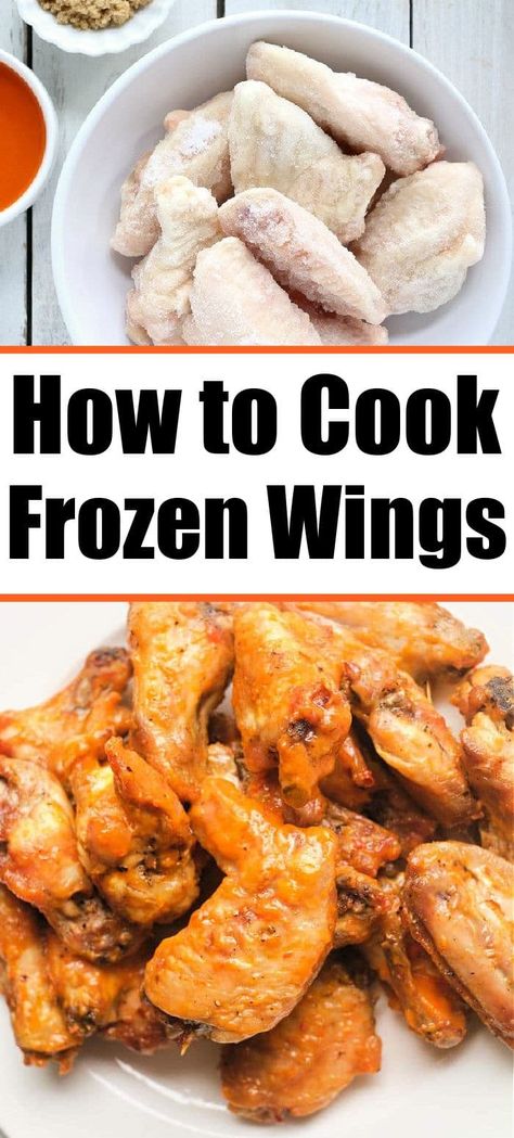 How to bake frozen chicken wings in the oven, air fryer or in a pressure cooker. Great appetizer to make even if you forgot to defrost them. #frozenchickenwings Cook Wings In The Oven, Best Way To Cook Frozen Chicken Wings, Chicken Wings In Dutch Oven, Frozen Chicken Wings In Air Fryer Recipe, Smoked Frozen Chicken Wings, Frozen Chicken Wings Recipe, Frozen Wing Recipe, How To Cook Frozen Wings In Oven, Air Fryer Wings From Frozen