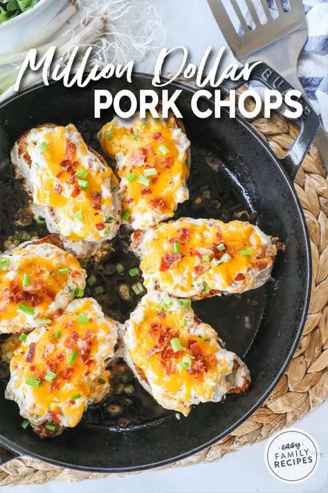 Grilled Pork Chop Dinner Ideas, Million Dollar Pork Chops, Dinner Ideas Easy Pork, Pork Chops On Stove Top, Pork Dinner Ideas, Best Pork Chops Ever, Pork Chop Casserole Recipes, Cheesy Pork Chops, Best Pork Chops