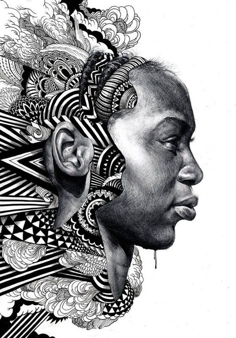 Expressive Line Portraits - MHS ART Iain Macarthur, Surreal Portrait, Afrikaanse Kunst, African Art Paintings, History Painting, Arte Popular, Zentangle Art, Daily Art, African Art