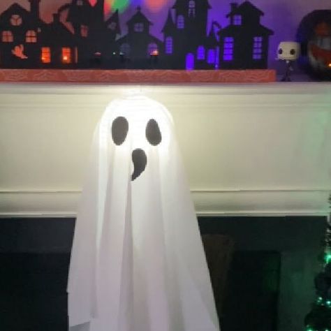 Rosa Enid on Instagram: "Lit Hanging Ghost DIY This hanging ghost DIY is super easy to do and it’s Perfect for Halloween! We made this last year and we hung it outside for the trick o treaters. Everyone loved it! Supplies: Paper Lanterns Plastic Table cloth (like the ones used for birthday parties) Battery operated LED light Ghost eyes and mouth cut outs How to make: Set up your paper lantern. Put the LED light inside.Then cut a hole in the middle of your table cloth and put it on the lant Plastic Table Cloth, Ghost Eyes, Ghost Diy, Battery Operated Led Lights, Hanging Ghosts, Ghost Lights, Plastic Table, Paper Lantern, Plastic Tablecloth