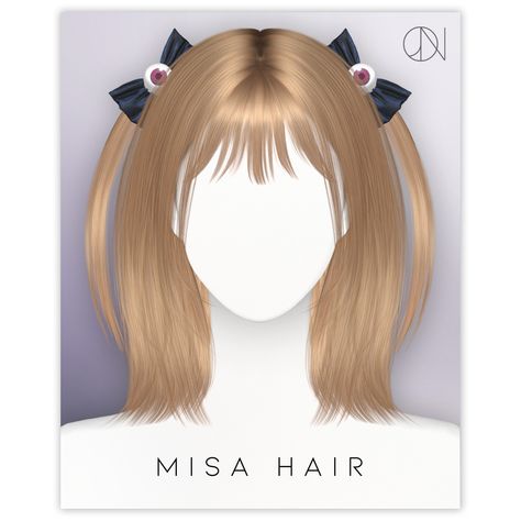 𝐌𝐈𝐒𝐀 𝐇𝐀𝐈𝐑 Korean Sims 4 Cc, Mod Hair, Sims 4 Cc Folder, Kawaii Hairstyles, Sims Hair, Sims 4 Collections, Hair Ribbon, Ts4 Cc, Sims 4 Clothing