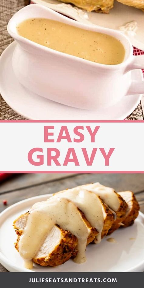 Quick and easy homemade gravy recipe using either turkey drippings or chicken broth. Only a few ingredients in this creamy, easy gravy that comes out lump free every time. Perfect for the holidays! #gravy #recipe Quick Gravy, Brown Gravy Recipe Easy, Best Gravy Recipe, Easy Homemade Gravy, Turkey Gravy Recipe Easy, Best Turkey Gravy, Turkey Gravy From Drippings, Turkey Gravy Easy, Homemade Turkey Gravy