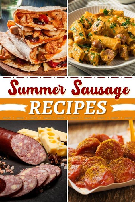 Recipes With Summer Sausage, Summer Sausage Appetizers, Hillshire Farm Sausage Recipes, Venison Summer Sausage Recipe, Homemade Summer Sausage, Beef Sausage Recipes, Summer Sausage Recipes, Sausage Appetizers, Pork Sausage Recipes