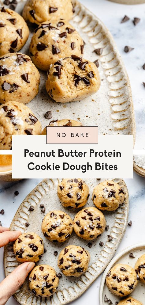 Protein Peanut Butter Cookie Dough, Protein Cookie Dough Bites, Adrenal Reset, Protein Dessert Recipes, Easy Cookie Dough, Cookie Dough Protein, Peanut Butter Protein Cookies, Ww Snacks, Healthy High Protein Snacks