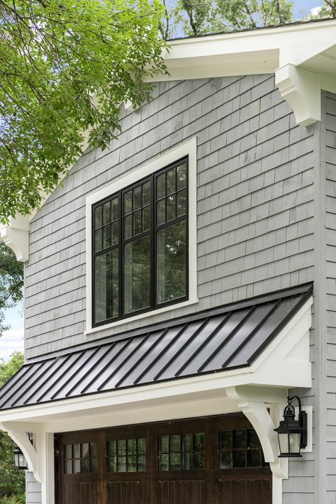 Garage Exterior Transformation - Halstead's Bay on Lake Minnetonka - Craftsman - Exterior - Minneapolis - by Thompson Construction | Houzz Modern English Cottage, Metal Garage Doors, House Awnings, Garage Pergola, Exterior Color Palette, Front Porch Makeover, Garage Door Styles, Lake Minnetonka, Garage Exterior