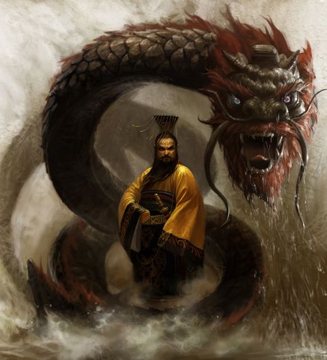 dragon sage Chinese Warrior, Dragon Images, Chinese Mythology, Digital Art Gallery, Japanese Dragon, Samurai Art, Year Of The Dragon, Fantasy Dragon, Chinese Dragon