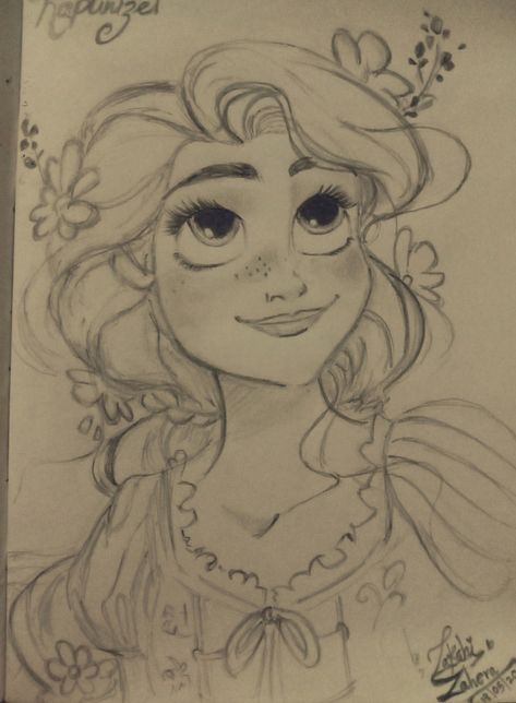 Disney princess pencil drawing Disney Princess Pencil Sketch, Drawing Ideas Easy Disney Princess, Rapunzel Sketch Pencil, Disney Inspired Drawings, Rupunzle Drawing Easy, Disney Character Sketches Easy, Rupanzel Drawing Pencil, Disney Princess Sketches Pencil, How To Draw A Princess