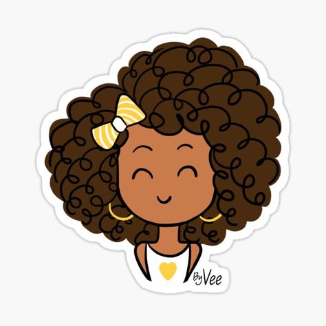 Adorable little black girl with curly hair. • Millions of unique designs by independent artists. Find your thing. Girl With Curly Hair, Sticker Cute, Curly Girl, Curly Hair, Unique Designs, Hair, Black