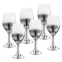 Decorative Wine Glasses, Fancy Wine Glasses, Decorated Wine Glasses, Clear Cups, Silver Ombre, Red Wine Glasses, Ombre Design, Glassware Set, Champagne Glasses