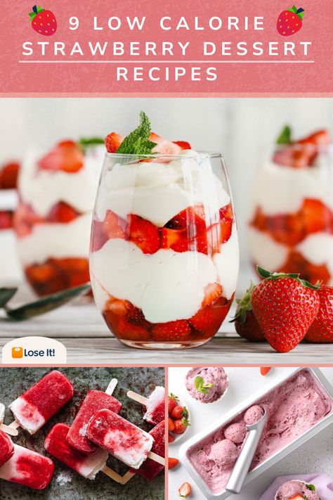 Whether you’re craving something creamy, fruity, or chocolaty, you’re bound to find a berry delicious, diet-friendly dessert recipe in this list to love. 🍓  1. Strawberry Cheesecake Pudding Cups 2. Berries & Cream Ice Pops 3. 3-Ingredient Strawberry Ice Cream 4. Cheesecake Stuffed Strawberries 5. Strawberry-Lime Slushie 6. Dark Chocolate Strawberry Cheesecake Bars 7. Strawberry Chia Oat Bars 8. Berry Pavlova 9. Mixed Berry Crumble Pie  #dessert #foodrecipes #recipes #lowcaloriedessert Low Calorie Strawberry Shortcake, Strawberry Low Calorie Dessert, Low Calorie Strawberry Desserts, Healthy Strawberry Desserts, Strawberry Dessert Recipes Easy, Healthy Strawberry Dessert, Frozen Strawberry Desserts, Diet Friendly Desserts, Chocolate Strawberry Cheesecake