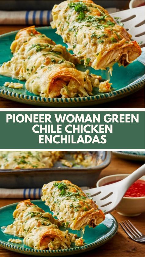 This easy and delicious Pioneer Woman Green Chile Chicken Enchiladas recipe is perfect for a quick and hearty meal. With creamy cheese, tender chicken, and a bit of spice, you can make it using simple ingredients you probably already have at home. It’s a comforting dish that’s perfect for any family dinner! Pioneer Women Chicken Enchilada, Pioneer Woman Green Chili Chicken, Pioneer Woman Mexican Recipes, Best Green Chili Chicken Enchiladas, Chicken Enchiladas Pioneer Woman, Mexican Chicken Recipes For Dinner, Pioneer Woman Chicken Enchiladas, Pioneer Woman Recipes Easy, Pioneer Woman Recipes Dinner Main Courses