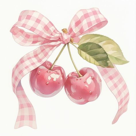 Coquette cherries cherry illustration watercolor. | free image by rawpixel.com / Nunny Cherry Icon Aesthetic, Cherry Icon, Cherry Illustration, Red Lollipop, Futurisme Retro, Fruits Drawing, Idee Cricut, Ribbon Png, Watercolor Food