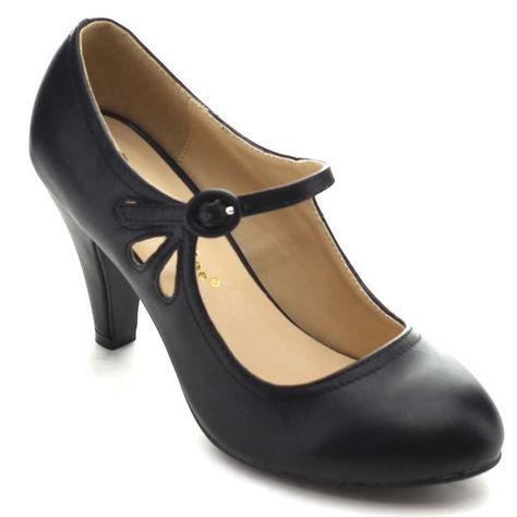 Chase & Chloe Kimmy-21 Women's Round Toe Pierced Mid Heel Mary Jane Style Dress Pumps,Black,11 Round Toe Pumps, Mary Jane Heels, Pump Dress, Mid Heel, Black Pumps, Style Dress, Character Shoes, Mary Janes, Chloe